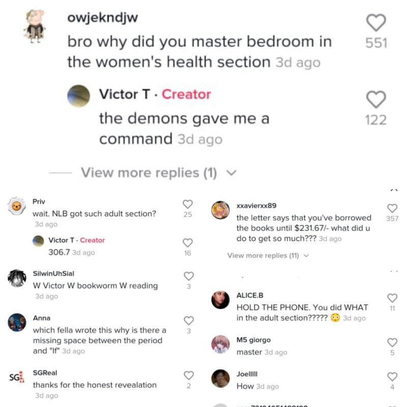 TikTok User Says NLB Banned Him For “Repeated Borrowing Of Books From