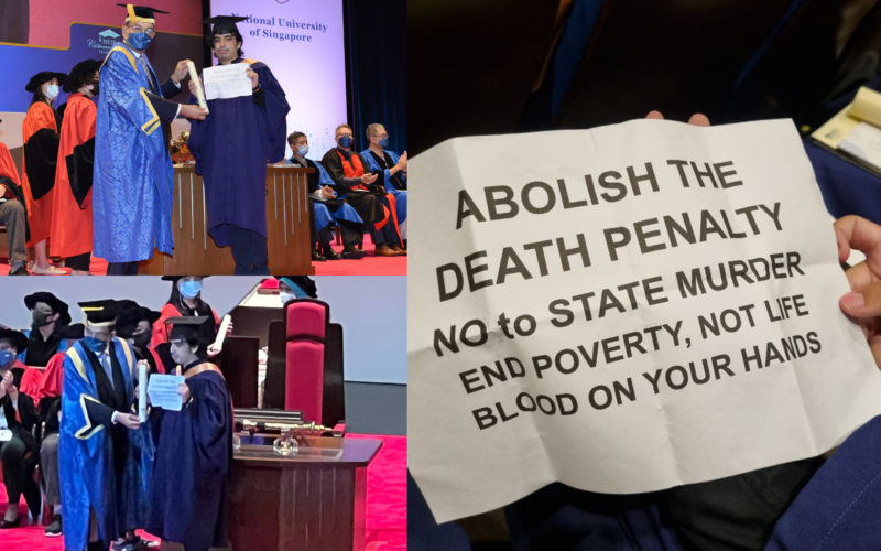 NUS_Student_Showing_Anti_Death_Penalty_Sign_On_Graduation_Day